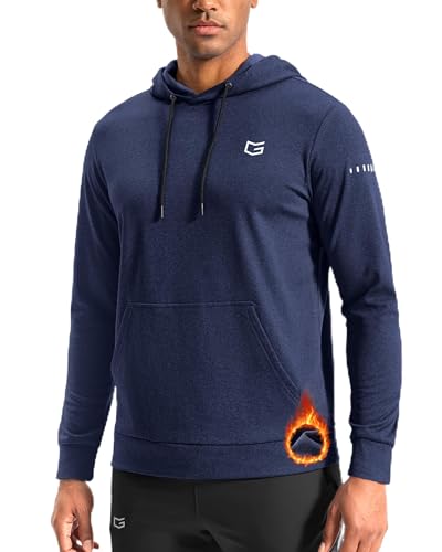 G Gradual Men's Fleece Hoodie Long Sleeve Athletic Workout Shirts(Dark Blue Heather,S) - image 1