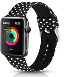Sunnywoo Floral Bands Compatible with Apple Watch Band 38mm/40mm/42mm/44mm, Soft Silicone Fadeless Pattern Printed Replacement Sport Bands for iWacth Series 4/3/2/1, S/M M/L for Women/Men