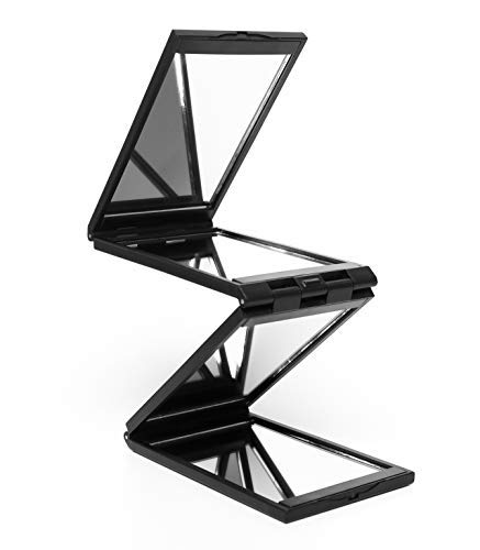 Preisvergleich Produktbild Spiegel ,Faltbarer Reise Spiegel Taschenspiegel Zusammenklappbar Kosmetikspiegel Klappbar Spiegel für Rasieren Camping und Make-up, Tragbar / Faltbar / Make-up Spiegel Standspiegel Reisespiegel