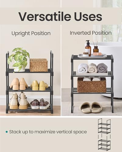 Image of SONGMICS Shoe Rack, 3-Tier Shoe Organizer, Metal Storage Shelf