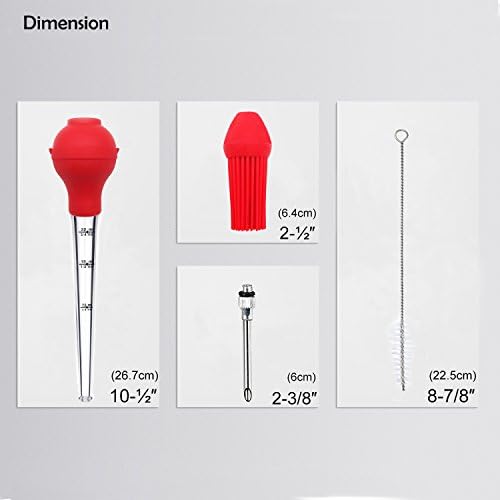 KAYCROWN Turkey Baster Set of 4, Commercial Grade Quality FDA Silicone Bulb Including Meat Marinade Injector Needle with Barbecue Basting Brush And Cleaning Brush For Easy Clean Up