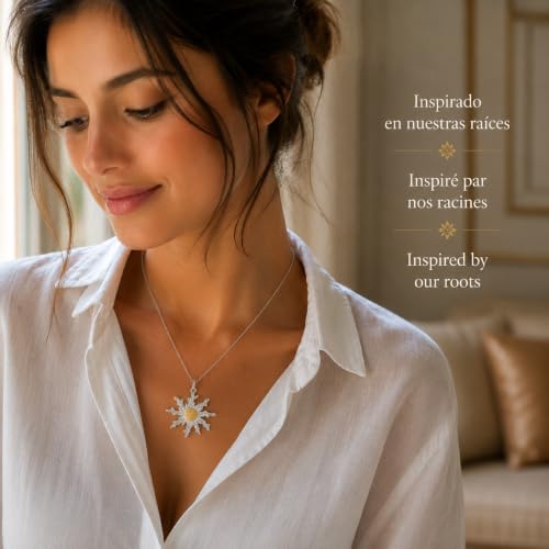 Pendentif Eguzilore bicolore en argent et or, cadeau fleur basque idéal