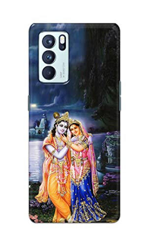 Image of Printed Hard Back Cover Case for Oppo Reno6 Pro 5G Back Cover (Radha Krishna) -1803