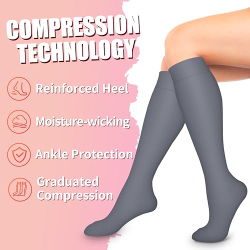 Image of Compression Socks for Women & Men Circulation (6 Pairs) 15-20 mmHg is Best Support for Athletic Running,Nurse