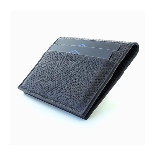 ColdFire Snake Eye Slim Leather Credit Card Holder - 10 Cards and ID Slots - RFID Blocking - Multi-Compartment Design - Snakeskin Pattern (Black Edges)4