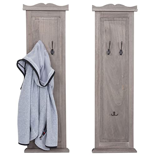 Mendler 2er-Set Garderobe T33, Wandgarderobe Garderobenpaneel, Wandhaken Holz 109x28x4cm - grau-braun shabby