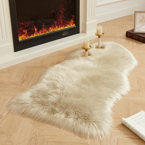 Tapete de piel falsa AMTOVO beige 2 x 4 ft miniatura 1