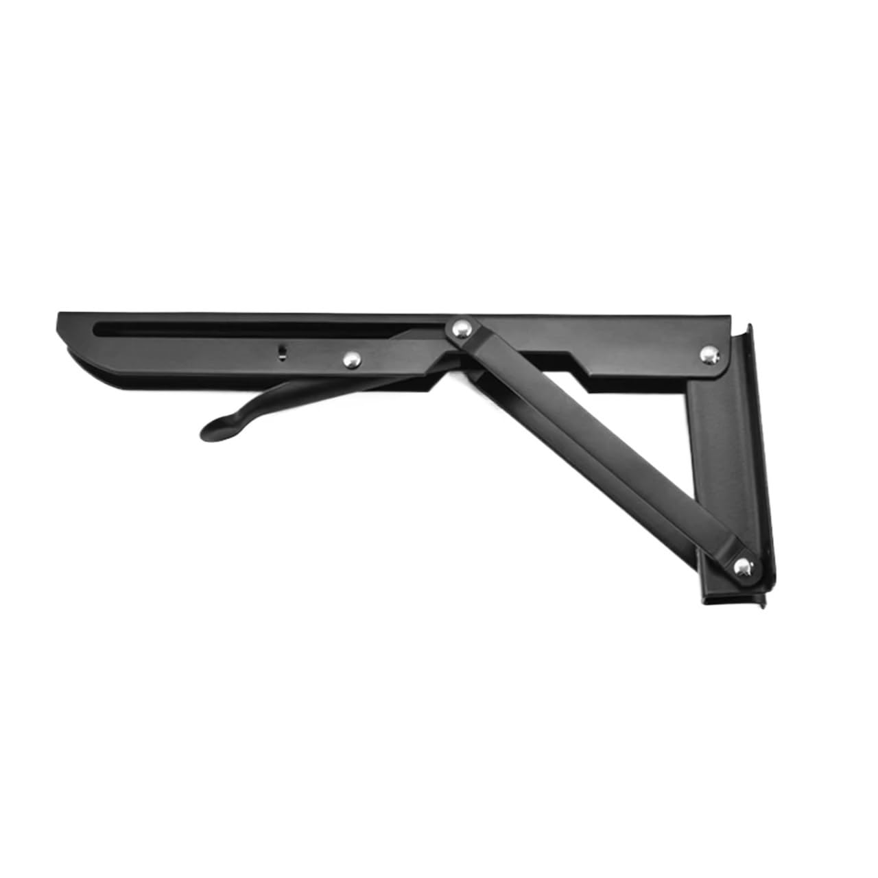 Linypa66 Black 18 Inch Folding Shelf Brackets 2Pcs Stainless Steel Folding Angle Bracket Black White Triangle Wall Mount For Shelf, Bench, Table(Black 18 Inch)