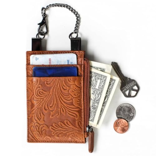 Image of RFID Blocking Boot Wallet with Security Chain & Zipper Lock Genuine Leather Wallets for Men and Women, Travel Wallet, Minimalist Leather Card Holder