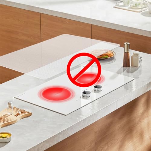 Image of Stove Top Cover for Electric Stove - Food Grade Ceramic Stove top Cover, Silicone XXL Dish Drying Mat, Glass Cooktop Covers, Flat RV Range top Mats (Hyaline,30x21)