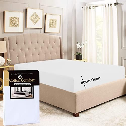 Cotton Comfort Bedding Danny Textiles 400 Thread Count 100% Egyptian Cotton Extra Deep Fitted Sheets 40CM Deep Bed Sheets Full Deep Single Double King Super King (Single, Navy. Blue)