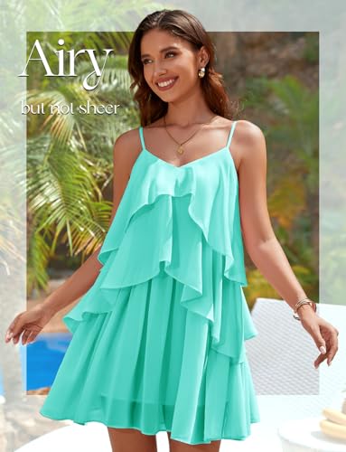 Image of DRESSTELLS Women's Cocktail Ruffle Tiered Dresses, Formal Wedding Guest Graduation Party Mini Dress