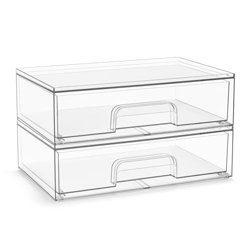 Sorbus Acrylic Storage Containers - 2 Pack, Stackable Storage Bins