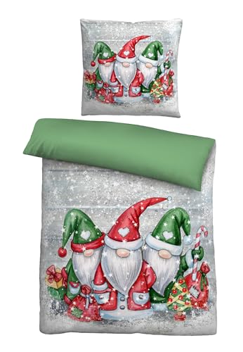 biberna Feinbiber Bettwäsche 0346608 WICHTEL 1x 155x220 cm + 1x 80x80 cm, sturmgrau