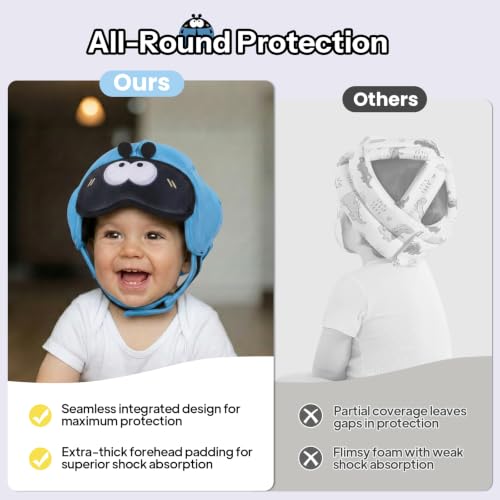 Image of Mambobaby Baby Head Protector Baby Helmet for Crawling Walking- Extra-Thick Deep Forehead Padding, Toddler Helmet 6-24 Months, Infant Safety, Ultra-Light Soft Desig-Blue Beetle