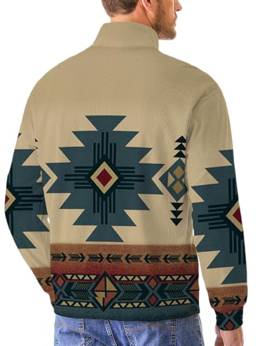 Mens Fall Sweatshirt Long Sleeve Button Lapel Collar Sweatshirts Casual Henry Stand Collar Button Up Polo Sweaters4