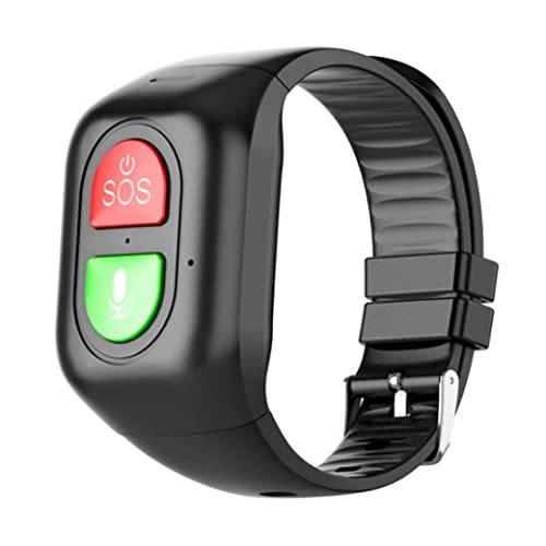 Fitness Trackers, SOS GPS-trackingarmband met noodoproepfunctie, locatie, fitnesshorloge voor senioren en kinderen, waterdichte activiteit in zwart