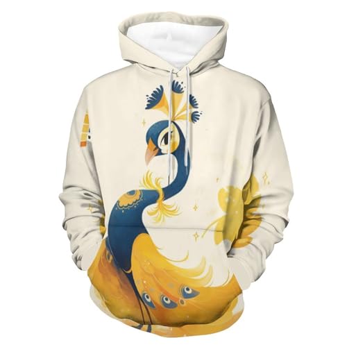 Sweat à capuche Paon Jaune homme femme S - Hoodie manches longues