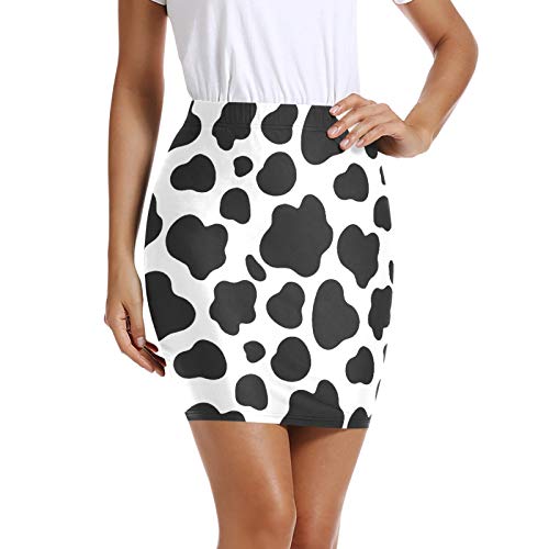 I·D Good Figure Womens Mini Short Bodycon Pencil Skirt Cow Print Mini Skirt, M