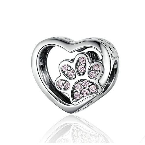 Anhänger aus 925er-Sterlingsilber - Hundepfoten-Charm für Pandora-Armband - Tier-Motiv für Geburtstag und Jahrestag