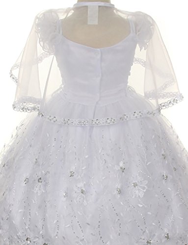 Blunight Collection Virgin Mary Embroidery Off Shoulder Baby Infant Girl Baptism Christening Dress (3T8R6K) White 2 #TOP2