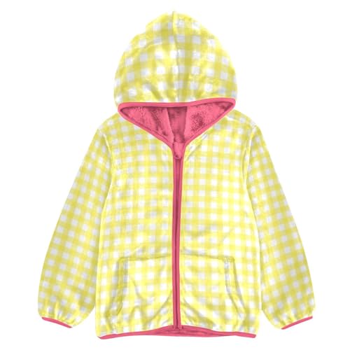 Gingham Yellow Buffalo Plaid Tartan Check Scotland Toddler Girl Sherpa Jacket