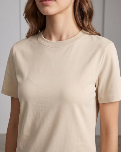 Image of NOBERO 100% Cotton T-Shirts for Women Stylish | Regular Fit | Solid T Shirts for Women 180 GSM Combed Cotton | Crew Neck Half Sleeve