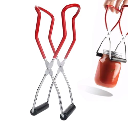Le Parfait Bocaux Sterilisateur Bocaux Conserves – Pince à Bocaux en Acier Inoxydable, Anti-dérapant, Rouge – Facile à Utiliser dans la Cuisine à la Maison