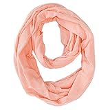 HDE Womens Lightweight Soft Sheer Jersey Long Infinity Loop Solid Color Scarf (Peach Pink)