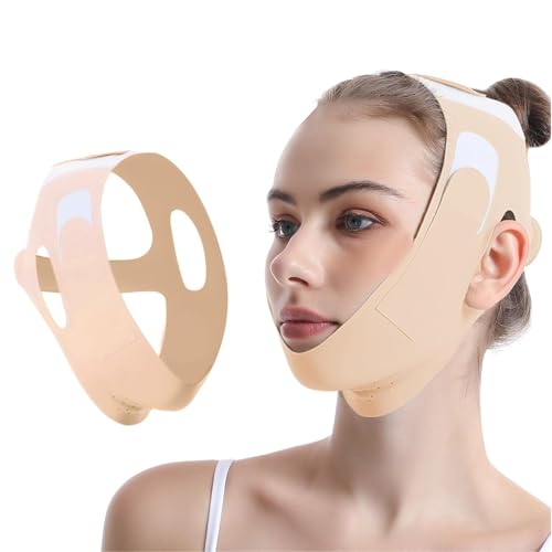 V-Line Lifting Mask, Reusable Double Chin Reducer,Upgrade Ice-Cool Chin Strap,Face Slimming & Jawline Sculpting, Anti-Aging Chin Strap for Firm Lifted Skin, Adjustable Jaw Strap