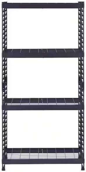 Husky 4-Shelf Heavy-Duty Metal Garage Storage Shelving Unit, Black, Adjustable, 36 in. W x 72 in. H x 18 in. D, 1000 lbs per Shelf