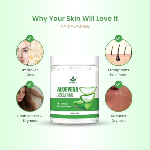 Image of Havintha Natural Aloe Vera Gel for Skin & Hair Care, 500g | Free from parabens, sulphates, and mineral oil. Suitable for men and women.