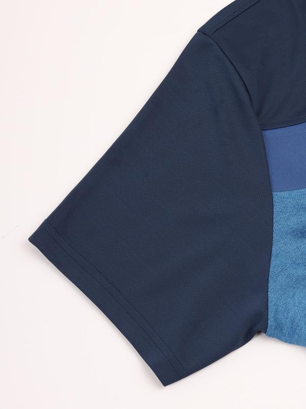 Image of TECHNOSPORT Men's Polo Neck Colorblock Half Sleeve T-Shirt - (MTP741 PRNT)