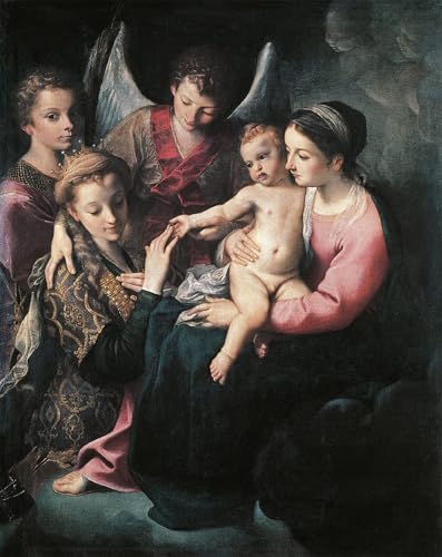 Peinture pour la décoration de la chambre à coucher Toile Mariage mystique Annibale Carracci 60x90