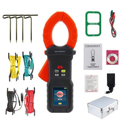 Digital Earth Resistance Testers Clamp Ground Resistance with Clamp Resistance, 3-4 Wire Resistance, AC Voltage, Current Measurement Function Clamp Resistance Range 0.00Ω-1500Ω