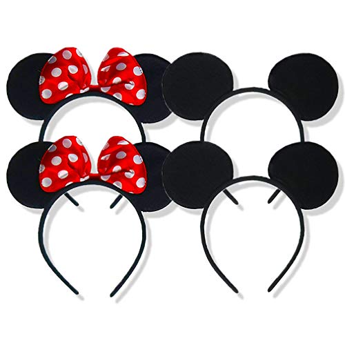SET OF 4 Mickey Mouse Ears headband minnie mouse ears for minnie mouse costume for women/girls mickey mouse ears for mickey mouse costume for men/boys christmas mickey ears mickey and minnie ears