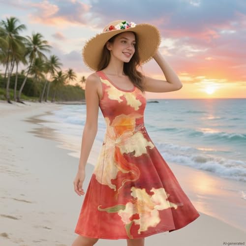 Image of TOADDITDO Womens Summer Sleeveless Tank Dress with 2 Side Pockets XS-4XL Plus Size