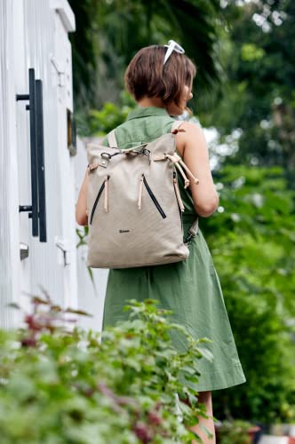 Sherpani Tempest, Canvas Convertible Backpack Tote, Fashion Teacher Bag, Casual Backpack Handbag For Women Fits 15 Inch Laptop (Natural) #TOP5
