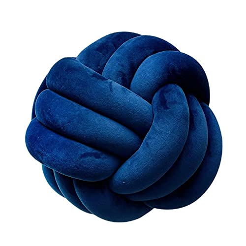 Gweobz Blue Bed Pillows Decorative Round Throw Pillows For Couch Soft Knot Ball Pillows Navy Blue 11" Plush Velvet Pillows For Sofa (Round Blue) #TOP6