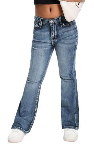Happy Cherry Jeans à Pattes d'éléphant Fille 11-12 Ans Pantalon Denim Évasé Enfant Mode Vintage Flare Jean Décontracté