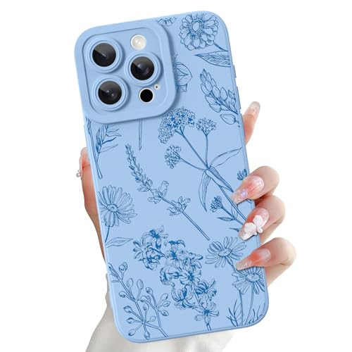 Coque de téléphone souple et fine iPhone 15 Pro Max fleurs bleues
