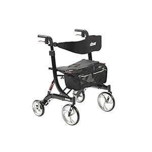 Drive Medical 10266HD-BK Nitro Heavy Duty Foldable Rollator Walker with Seat, Black