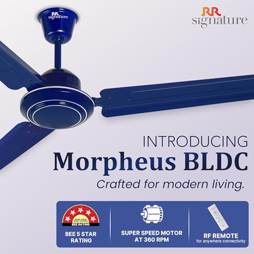 Image of RR Signature MORPHEUS 1200 MM BLDC Ceiling Fan With Remote | 60% Energy Savings | BEE 5 Star Rated Energy Efficiency| 2 Year Warranty [Oxford Blue]