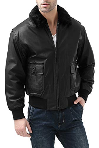 Landing Leathers Men Navy G-1 Leather Flight Bomber Jacket (Also available in Big & Tall)2
