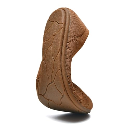 Image of poemlady Women's Ballet Flat Shoes Dress Shoes Knit Round Toe Slip On Ballerina Walking Flats Shoes for Woman Low Wedge Casual