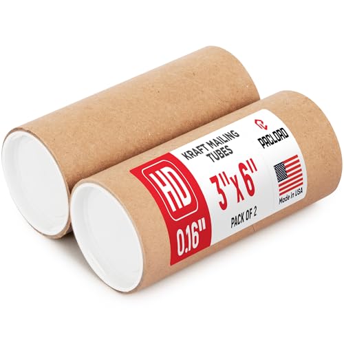 Tube d'expédition en carton 7,6 x 15,2 cm lot de 2 avec bouchons pour envoi d'œuvres d'art