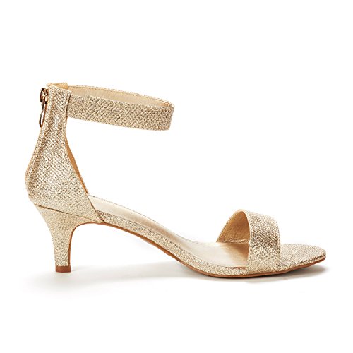 Dream Pairs Women's Fiona Gold Glitter Fashion Stilettos Open Toe Pump Heeled Sandals Size 10 B(M) Us #TOP7