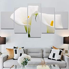 SIGNWIN 5 Panel Canvas Wall Art Bright Flowers...