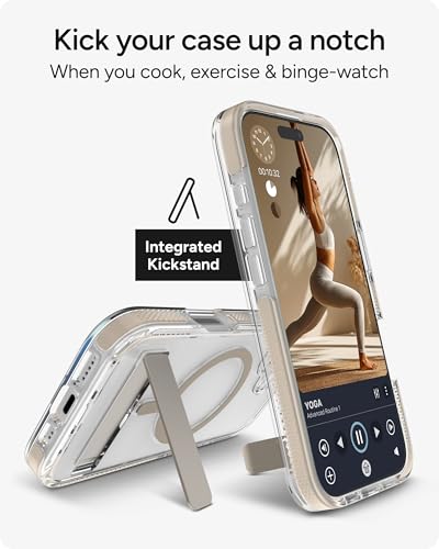 Image of ZAGG Santa Cruz Snap Case with Kickstand for iPhone 17 - Titanium, Drop Protection (13ft /4m), MagSafe Charging Compatible, ClearGuard Anti-Yellowing Technology, Scratch Resistant Phone Case