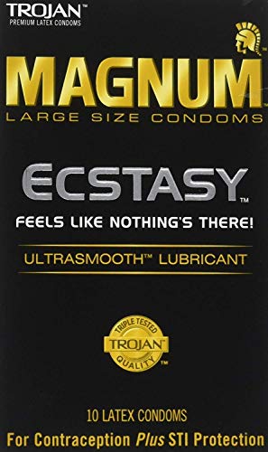 Trojan Condom Magnum Ecstasy Ultrasmooth Lubricated, 3 Boxes (20 Condoms)